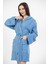 Copenhagen Mavi Comfy Crisscross Kapşonlu Bambu Peştamal Kadın Bornoz L - XL 3
