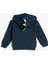 Basic Kapşonlu Sweatshirt Dinozor Aplike Detaylı Fermuarlı Şardonlu 2