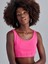 Crop Penye Beli Lastikli Atlet - Pembe 1
