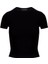 Bisiklet Yaka Basic Crop T-Shirt - Siyah 1