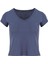 V Yaka Crop T-Shirt - Mavi 1