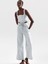 Paçaları Yırtmaçlı Yüksek Bel Wide Leg Jean - Mavi 1