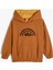 Kapşonlu Sweatshirt Uzun Kollu Kanguru Cepli Slogan Baskılı Şardonlu 1