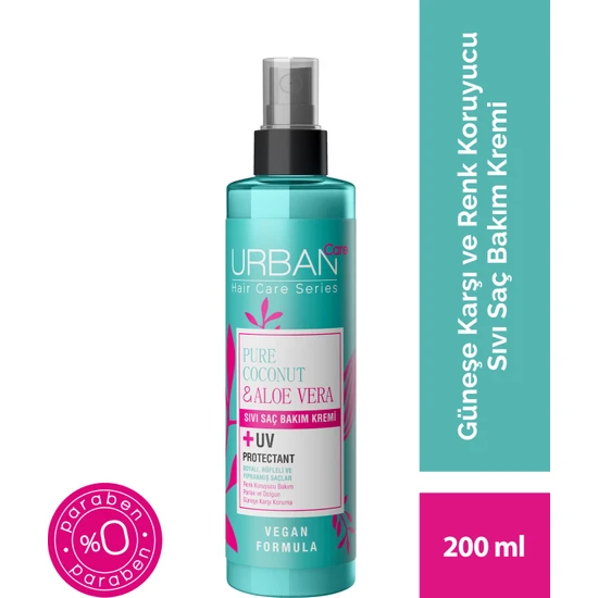 URBAN Care Pure Coconut&Aloe Vera Boyalı Saçlar Özel Renk Koruyucu Sıvı Saç Bakım Kremi-Vegan-200 ML