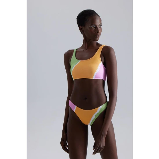 Rivus Batik Rengi Yüzücü Bikini Takımı - Sarı