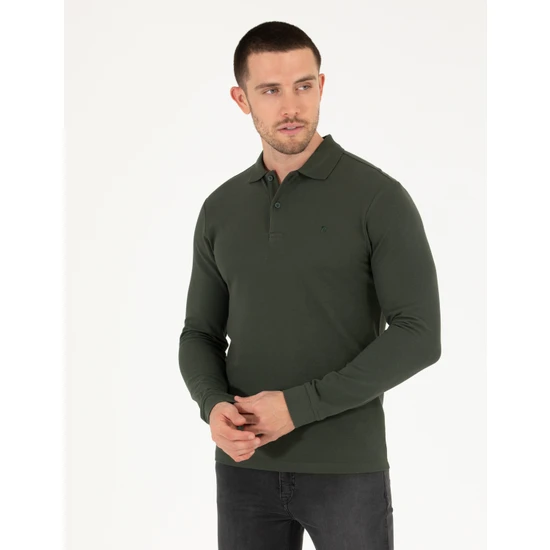 Pierre Cardin Erkek Koyu Yeşil Slim Fit Basic Sweatshirt 50276035-VR079