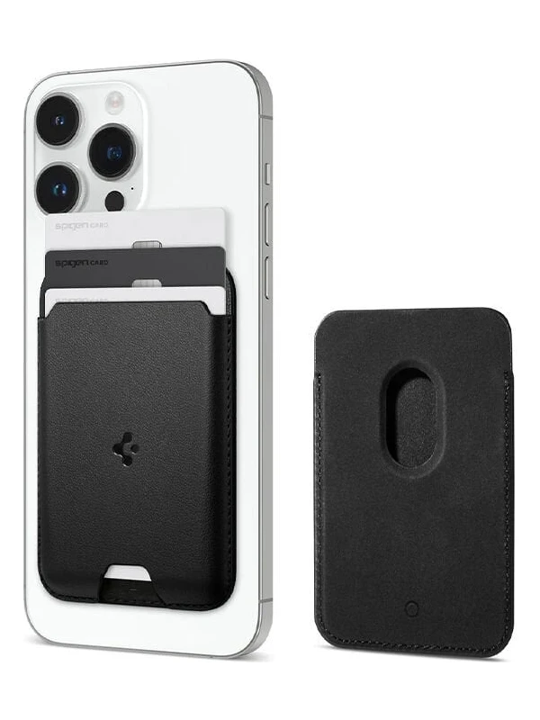 Spigen MagFit iPhone için MagSafe özellikli 3 Kartlı Manyetik Cüzdan Valentinus Wallet Black - AFA05760
