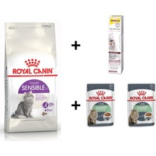 Royal Canin Sensible 33 Kuru Kedi Maması 2 kg + 2 Adet Rc Yaş Mama 85 gr + 20 gr Gimcat Malt
