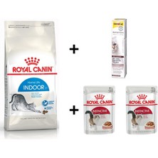 Royal Canin Indoor 27 Kuru Kedi Maması 2 kg + 2 Adet Rc Yaş Mama 85 gr + 20 gr Gimcat Malt