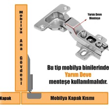 ŞENEL Yapı Market Standart Yarım Deve Menteşe Dolap Kapak Menteşesi Taban Dahil