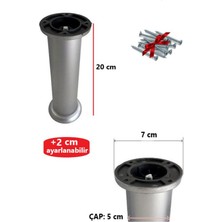 ŞENEL Yapı Market 20 cm Gri Ayarlanabilir Jumbo Ayak Tv Ünitesi, Koltuk, Dolap Ayağı, Mobilya Yükseltici