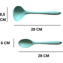 Multiamo Sert Uçlu Isıya Dayanıklı Yanmaz Yapışmaz Silikon Kaşık Seti 2 Parça 28CM Uzun Derinkaşık 28CM Kepçe