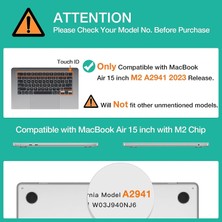 Jingyi MacBook Air 15 Inç Kılıf 2023 Sürümü A2941 M2 Çip ile Uyumlu, Işıltılı Simli Plastik Sert Kılıf&klavye Kapağı&ekran Koruyucu&web Kamerası Kapağı&c Tipi Adaptör (Yurt Dışından)