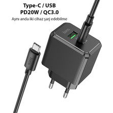 Coofbe Hc Seri Şarj Akım Korumalı 20W Type-C USB Girişli Şarj Başlığı ve 1mt Type-C Kablo Şarj Seti