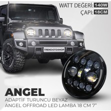 Point Marketing 18 cm 7” Turuncu Beyaz Angel Adaptif Far Angel 8 Modlu Offroad LED Lamba Drl