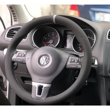 M&R Otokilif Aksesuar Volkswagen Golf Gri Yüzüklü Nubuk Alcantara Deri Direksiyon Kılıfı