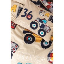 Cotton Box Junior Tek Kişilik Lastikli Çarşaflı Nevresim Takımı Cars Bej