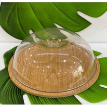 Morza Pazarı Ahşap Stand Akrilik Kap Büyük Kek Fanus (Stand 31.5/kap 30CM)