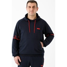 Maraton Büyük Beden Erkek Kapüşonlu  Lacivert Sweatshirt