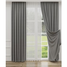 YS Perde Tasarım Enza Lüx Keten Blackout Karartma Güneşlik Perde Yüksek Kaliteli  Düz Pilesiz - Gri