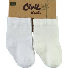 Civil Baby Bebek 2'li Bambu Çorap Set 6-18 Ay Beyaz-Ekru
