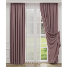 YS Perde Tasarım Enza Lüx Keten Blackout Karartma Güneşlik Perde Yüksek Kaliteli  Düz Pilesiz - Lila