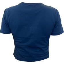 Joxly Lacivert Kısa Kollu Basic Crop Tişört