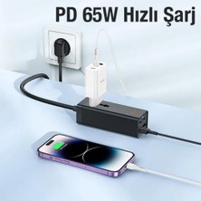 Polhammobile Polha Hc Series Süper Hızlı 65W 2 Type-C, 2 USB ve Priz Multifonksiyonel Şarj Aleti, Isınmaz Akım Korumalı Şarj Başlığı