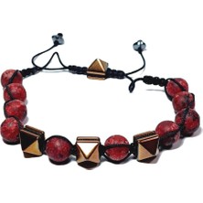 Janti JTAW24DOB1366 Janti Erkek Bileklik Orijinal Ceyt ve Hematit Doğaltaş 8 mm Asansör Kapama Örme Kutulu Garantili