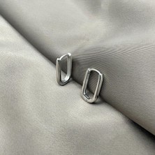 Jewel By Aila Küçük Boy Perka Oval Rhodium Kaplama Kadın Halka Küpe