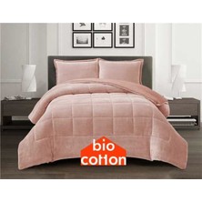 Bio Cotton Pudra Peluş Kadife/wellsoft Tek Kişilik Ergonomik Yorgan Seti (Yastık Kılıflı)