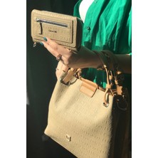 Just Polo 4 Bölmeli Büyük Boy Örgülü Model Ayarlanabilir Askılı Kadin Omuz Cantasi 4031 Kum-Kombin