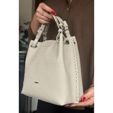 Just Polo 4 Bölmeli Büyük Boy Örgülü Model Ayarlanabilir Askılı Kadin Omuz Cantasi 4031 Taş