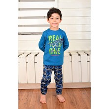 Vitmo Erkek Çocuk Uzun Kollu Pijama Takımı Dino Rex İndigo
