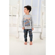 Vitmo Erkek Çocuk Uzun Kollu Pijama Takımı Skate Ninja Gri
