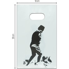 Kidspartim El Geçmeli Atatürk Baskılı Beyaz Plastik Çanta 20X13 cm
