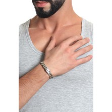 Labalaba Erkek Antik Gümüş Kaplama Ayarlanabilir Açık Bant Kalın Burgu Bileklik