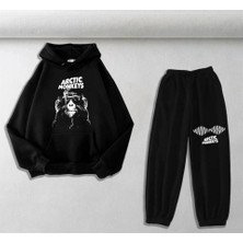 Touz Moda Arctic Monkeys Baskılı Siyah Sweatshirt-Eşofman Altı İkili Takım