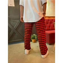 Touz Moda   Harajuku Kırmızı Siyah Kare Desenli Tracksuit Eşofman Altı