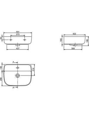 Turkuaz Seramik Aqua 55 Cm Lavabo