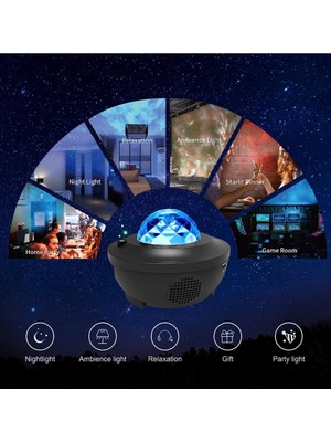 MR Shopping Mr LED Projektör Yıldızlı Gökyüzü Galaxy Light Uzaktan Kumandalı/ Bluetooth Müzik Çalar/ Disko Topu