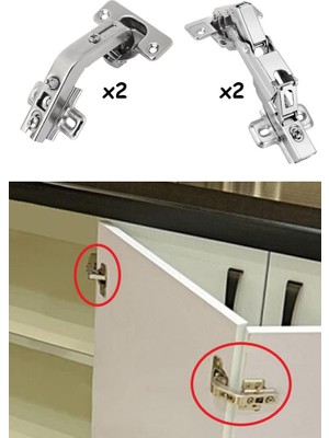 ŞENEL Yapı Market Dolap Köşe Kör Kapak Menteşe Seti 4'lü 135-165 Açılı Katlanır Kapak Menteşeleri Takım