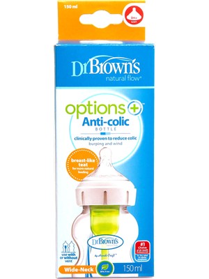 Dr Brown's 150 ml Geniş Ağız Biberon Polipropilen Malzeme ile Bebekler İçin Anti-Kolik Çözümü