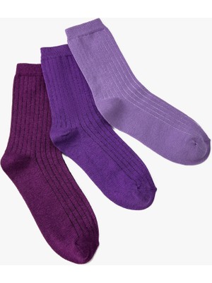 Koton 3'lü Soket Çorap Seti Dokulu Çok Renkli