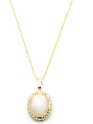 Alibaba Doğaltaş Ay Taşı Doğal Taş Gold Renkli Kolye