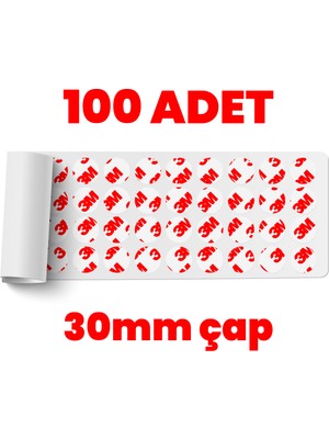 3M Çok Ince Güçlü Şeffaf 100 Adet Hazır Kesim 30MM Çap