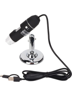 Microcase 3in1 Micro Type-C USB Bağlantılı 1600X Dijital Mikroskop USB Hd Cmos 8 LED Digital Microscobe AL4078
