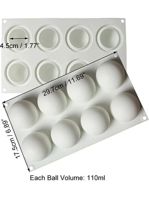 Tinky Winky Silikon Kek Pasta Sabun ve Mum Kalıbı Küre Şekilli 8'li