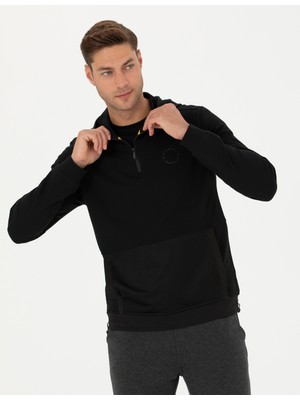 Pierre Cardin Erkek Siyah Regular Fit Kapüşonlu Sweatshirt 50273900-VR046