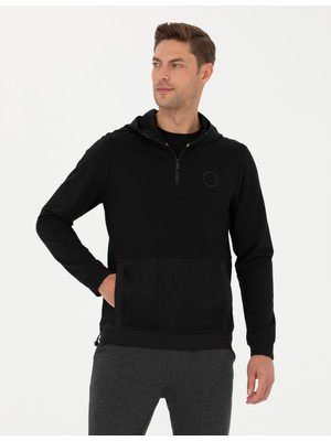 Pierre Cardin Erkek Siyah Regular Fit Kapüşonlu Sweatshirt 50273900-VR046